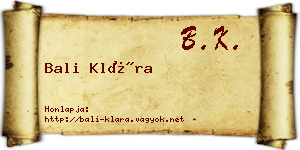 Bali Klára névjegykártya